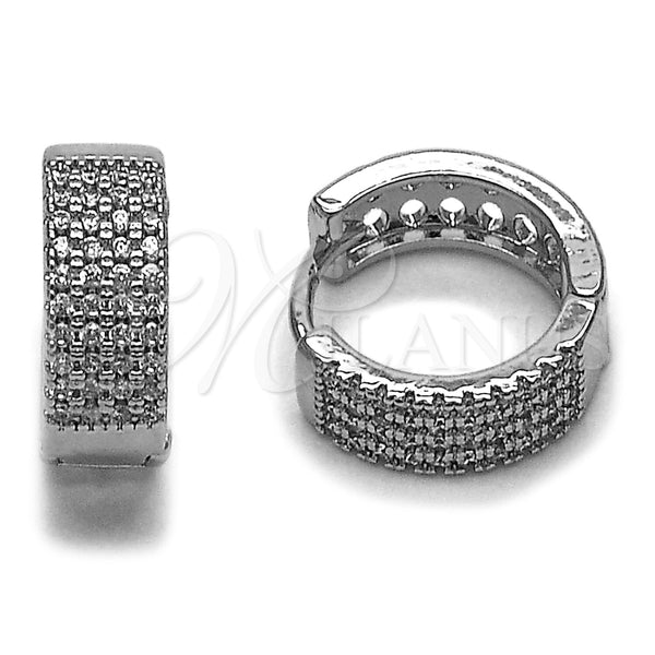 Rhodium Gold Filled Huggie Hoop, with White Micro Pave, Polished, Rhodium Finish, 02.267.0107.1.16