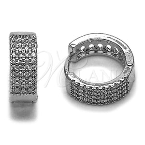 Rhodium Gold Filled Huggie Hoop, with White Micro Pave, Polished, Rhodium Finish, 02.267.0107.1.16