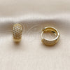 Oro Laminado Huggie Hoop, Gold Filled Style with White Micro Pave, Polished, Golden Finish, 02.267.0108.16