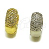 Oro Laminado Huggie Hoop, Gold Filled Style with White Micro Pave, Polished, Golden Finish, 02.267.0108.16