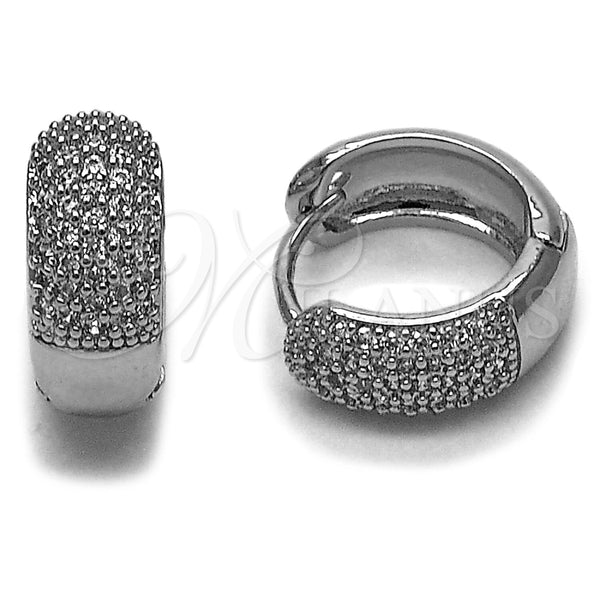 Rhodium Gold Filled Huggie Hoop, with White Micro Pave, Polished, Rhodium Finish, 02.267.0108.1.16