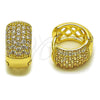 Oro Laminado Huggie Hoop, Gold Filled Style with White Cubic Zirconia, Polished, Golden Finish, 02.267.0069.1.15
