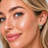 Oro Laminado Huggie Hoop, Gold Filled Style with Green and White Cubic Zirconia, Polished, Golden Finish, 02.267.0069.3.15
