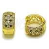 Oro Laminado Huggie Hoop, Gold Filled Style with Green and White Cubic Zirconia, Polished, Golden Finish, 02.267.0069.3.15