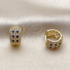 Oro Laminado Huggie Hoop, Gold Filled Style with Sapphire Blue and White Cubic Zirconia, Polished, Golden Finish, 02.267.0069.4.15