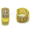 Oro Laminado Huggie Hoop, Gold Filled Style with Amethyst and White Cubic Zirconia, Polished, Golden Finish, 02.267.0069.5.15