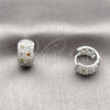 Rhodium Gold Filled Huggie Hoop, with Multicolor and White Cubic Zirconia, Polished, Rhodium Finish, 02.267.0069.11.15
