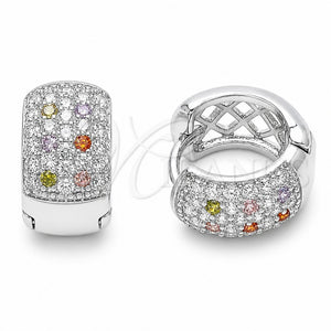 Rhodium Gold Filled Huggie Hoop, with Multicolor and White Cubic Zirconia, Polished, Rhodium Finish, 02.267.0069.11.15