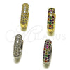 Oro Laminado Huggie Hoop, Gold Filled Style with Multicolor Cubic Zirconia, Polished, Golden Finish, 02.267.0109.1.15