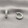 Rhodium Gold Filled Huggie Hoop, with White Cubic Zirconia, Polished, Rhodium Finish, 02.267.0109.2.15