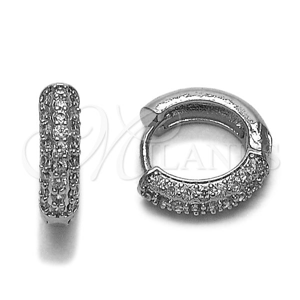 Rhodium Gold Filled Huggie Hoop, with White Cubic Zirconia, Polished, Rhodium Finish, 02.267.0109.2.15