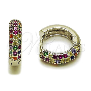 Rhodium Gold Filled Huggie Hoop, with Multicolor Cubic Zirconia, Polished, Rhodium Finish, 02.267.0109.3.15