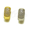 Oro Laminado Huggie Hoop, Gold Filled Style with White Micro Pave, Polished, Golden Finish, 02.267.0110.15