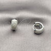 Rhodium Gold Filled Huggie Hoop, with White Micro Pave, Polished, Rhodium Finish, 02.267.0110.1.15