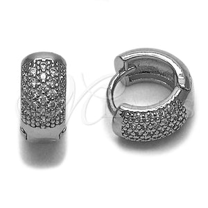 Rhodium Gold Filled Huggie Hoop, with White Micro Pave, Polished, Rhodium Finish, 02.267.0110.1.15