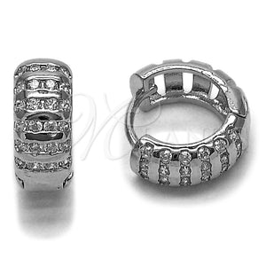 Rhodium Gold Filled Huggie Hoop, with White Cubic Zirconia, Polished, Rhodium Finish, 02.267.0111.1.16