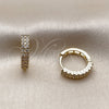 Oro Laminado Huggie Hoop, Gold Filled Style with White Cubic Zirconia, Polished, Golden Finish, 02.267.0112.15