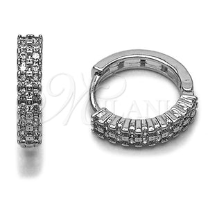 Rhodium Gold Filled Huggie Hoop, with White Cubic Zirconia, Polished, Rhodium Finish, 02.267.0112.1.15