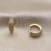 Oro Laminado Huggie Hoop, Gold Filled Style with White Micro Pave, Polished, Golden Finish, 02.267.0113.14