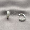 Rhodium Gold Filled Huggie Hoop, with White Micro Pave, Polished, Rhodium Finish, 02.267.0113.1.14