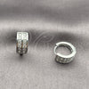 Rhodium Gold Filled Huggie Hoop, with White Cubic Zirconia, Polished, Rhodium Finish, 02.267.0114.1.14