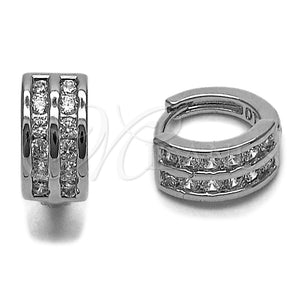 Rhodium Gold Filled Huggie Hoop, with White Cubic Zirconia, Polished, Rhodium Finish, 02.267.0114.1.14