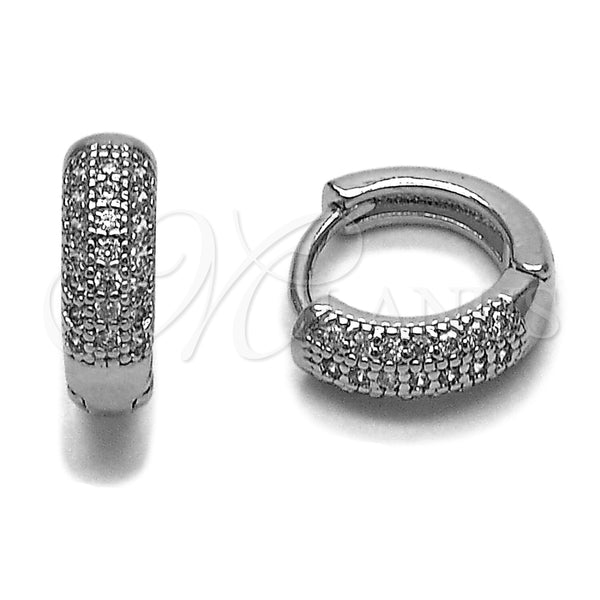Rhodium Gold Filled Huggie Hoop, with White Micro Pave, Polished, Rhodium Finish, 02.267.0115.1.14