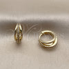 Oro Laminado Huggie Hoop, Gold Filled Style with White Micro Pave, Polished, Golden Finish, 02.267.0116.15