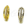 Oro Laminado Huggie Hoop, Gold Filled Style with White Micro Pave, Polished, Golden Finish, 02.267.0116.15