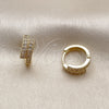Oro Laminado Huggie Hoop, Gold Filled Style with White Cubic Zirconia, Polished, Golden Finish, 02.267.0117.15
