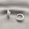 Rhodium Gold Filled Huggie Hoop, with White Cubic Zirconia, Polished, Rhodium Finish, 02.267.0117.1.15