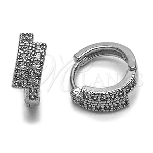 Rhodium Gold Filled Huggie Hoop, with White Cubic Zirconia, Polished, Rhodium Finish, 02.267.0117.1.15