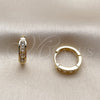 Oro Laminado Huggie Hoop, Gold Filled Style with White Cubic Zirconia, Polished, Golden Finish, 02.267.0118.15