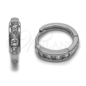 Rhodium Gold Filled Huggie Hoop, with White Cubic Zirconia, Polished, Rhodium Finish, 02.267.0118.1.15