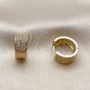 Oro Laminado Huggie Hoop, Gold Filled Style with White Micro Pave, Polished, Golden Finish, 02.267.0119.15