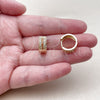 Oro Laminado Huggie Hoop, Gold Filled Style with Garnet and White Micro Pave, Polished, Golden Finish, 02.267.0119.1.15