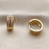 Oro Laminado Huggie Hoop, Gold Filled Style with Garnet and White Micro Pave, Polished, Golden Finish, 02.267.0119.1.15