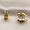 Oro Laminado Huggie Hoop, Gold Filled Style with Sapphire Blue and White Micro Pave, Polished, Golden Finish, 02.267.0119.3.15
