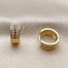 Oro Laminado Huggie Hoop, Gold Filled Style with Amethyst and White Micro Pave, Polished, Golden Finish, 02.267.0119.4.15