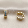 Oro Laminado Huggie Hoop, Gold Filled Style with Turquoise and White Micro Pave, Polished, Golden Finish, 02.267.0119.5.15
