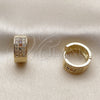 Oro Laminado Huggie Hoop, Gold Filled Style with Multicolor and White Micro Pave, Polished, Golden Finish, 02.267.0119.6.15