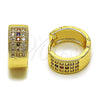 Oro Laminado Huggie Hoop, Gold Filled Style with Multicolor and White Micro Pave, Polished, Golden Finish, 02.267.0119.6.15
