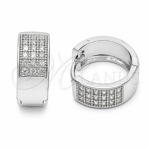 Rhodium Gold Filled Huggie Hoop, with White Micro Pave, Polished, Rhodium Finish, 02.267.0119.7.15