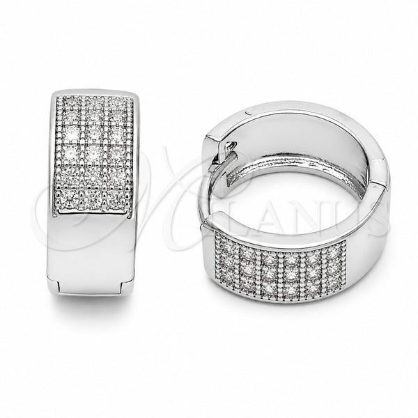 Rhodium Gold Filled Huggie Hoop, with White Micro Pave, Polished, Rhodium Finish, 02.267.0119.7.15