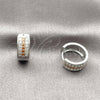 Rhodium Gold Filled Huggie Hoop, with Garnet and White Micro Pave, Polished, Rhodium Finish, 02.267.0119.8.15