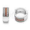 Rhodium Gold Filled Huggie Hoop, with Garnet and White Micro Pave, Polished, Rhodium Finish, 02.267.0119.8.15