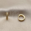 Oro Laminado Huggie Hoop, Gold Filled Style with White Micro Pave, Polished, Golden Finish, 02.267.0120.12 for wholesale, additional product view 4