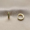 Oro Laminado Huggie Hoop, Gold Filled Style with Green Micro Pave, Polished, Golden Finish, 02.267.0120.1.12