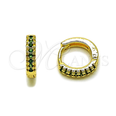 Oro Laminado Huggie Hoop, Gold Filled Style with Green Micro Pave, Polished, Golden Finish, 02.267.0120.1.12 for wholesale, main product view