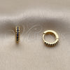 Oro Laminado Huggie Hoop, Gold Filled Style with Sapphire Blue Micro Pave, Polished, Golden Finish, 02.267.0120.2.12